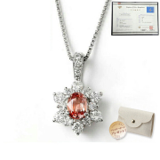 パパラチアサファイア ネックレス レディース ペンダント ピンクサファイア ダイヤモンド プラチナ Pt900 鑑別書 ギフト 母の日