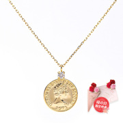 ネックレス コインネックレス コイン 18K K18 18金 金 ゴールドネックレス メダル ダイヤモンド ダイヤ YG ゴールド レディース 華奢 おしゃれ トレンド 人気 硬貨 金属アレルギー ジュエリー アクセサリー メンズ シンプル 誕生日 プレゼント ギフト 母の日
