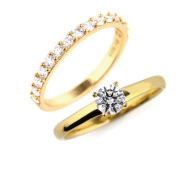 キュービックジルコニア H&C ハート＆キューピッド ジルコニア リング 指輪 レディース エタニティ 一粒 セット