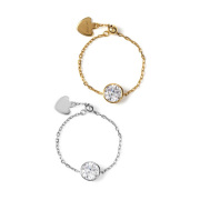 キュービックジルコニア H&C ハート＆キューピッド ジルコニア リング 指輪 レディース チェーンリング フリーサイズ フクリン