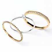 キュービックジルコニア H&C ハート＆キューピッド ジルコニア リング 指輪 レディース 3本 セット