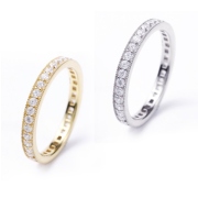 指輪 レディース リング エタニティ キュービックジルコニア H&C ハート＆キューピッド ジルコニア エタニティリング ミル打ち プラチナ ゴールド K18 シンプル 誕生日 プレゼント 女性 ジュエリー アクセサリー 18k 18金 婚約指輪 ギフト