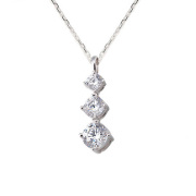 キュービックジルコニア ネックレス H&C ハート＆キューピッド ジルコニア ペンダント レディース スリーストーン シンプル