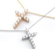 キュービックジルコニア ネックレス H&C ハート＆キューピッド ジルコニア ペンダント レディース クロス 十字架 クロスネックレス