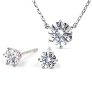 キュービックジルコニア ネックレス H&C ハート＆キューピッド ジルコニア ペンダント ピアス セット 58面 レディース 一粒 シンプル