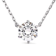 H&Cキュービックジルコニア一粒ネックレス58面プレミアムカット