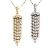 キュービックジルコニア ネックレス H&C ハート＆キューピッド ジルコニア ペンダント レディース フリンジ ラインストーン