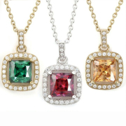 キュービックジルコニア ネックレス ペンダント レディース カラーストーン