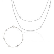 ネックレス レディース ブレスレット セット ロングネックレス ゴールド K18 ブランド H&C CZ ジルコニア ペンダント チェーンブレスレット ステーション 金属アレルギー アクセサリー シンプル ギフト プレゼント 女性 誕生日 妻 ギフト かわいい 誕生日プレゼント