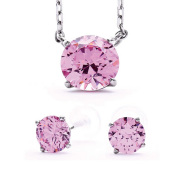 キュービックジルコニア ネックレス H&C ハート＆キューピッド ジルコニア ペンダント ピアス ピンク 2点セット