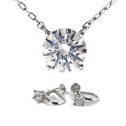 キュービックジルコニア ネックレス H&C ハート＆キューピッド ジルコニア ペンダント イヤリング セット レディース シンプル