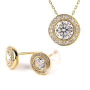 キュービックジルコニア ネックレス H&C ハート＆キューピッド ジルコニア ペンダント ピアス セット レディース シンプル 取巻