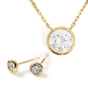 キュービックジルコニア ネックレス H&C ハート＆キューピッド ジルコニア ペンダント ピアス セット レディース シンプル