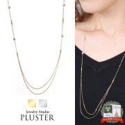 ロングネックレス キュービックジルコニア H&C ハート＆キューピッド ジルコニア ネックレス レディース ペンダント ロング ステーション 2連 クリスマス プレゼント