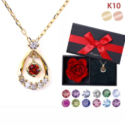 ネックレス レディース 金属アレルギー 1月 誕生石 ガーネット 天然石 アメジスト アクアマリン ダイヤモンド エメラルド 色石 カラーストーン バースデー 2月 3月 4月 5月 6月 7月 8月 9月 10月 11月 12月 K10 雫 しずく ペアシェイプ 誕生日 プレゼント