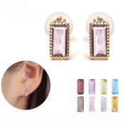 天然石 ピアス レディース 2月 誕生石 アメジスト 金属アレルギー ニッケルフリー K10  一粒 10金 ゴールド カラーストーン ガーネット ペリドット ローズクォーツ ブルートパーズ ホワイトトパーズ シトリン スモーキークォーツ シンプル 母の日