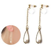 イヤリング 金属アレルギー 樹脂 ノンホールピアス アレルギーフリー シンプル 痛くない パール