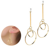 イヤリング 金属アレルギー 樹脂 ノンホールピアス アレルギーフリー 痛くない 大ぶり ゴールド ロング サークル 揺れる