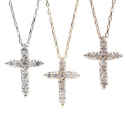 ダイヤモンド ネックレス レディース K10 ダイヤネックレス 10金 0.10ct クロス 十字架 喜ぶ