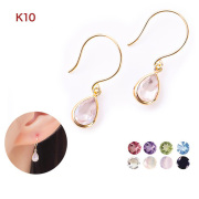 天然石 ピアス レディース 10月 誕生石 ローズクオーツ エチオピアオパール 色石 金属アレルギー ガーネット アメジスト ブルートパーズ しずく 10K 10金 揺れる ゴールド バースデー パワーストーン 雫 アクセサリー ギフト プレゼント 誕生日 女性