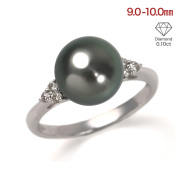 黒真珠 リング 指輪 黒蝶真珠 9-10mm 一粒 ダイヤモンド プラチナ PT900 冠婚葬祭 グレー パールリング ブラックパール ブラックフォーマル ブランド シンプル セレモニー 真珠 法事 葬式 通夜 葬儀 南洋 黒蝶 ジュエリー プレゼント 誕生日 ギフト ホワイトデー