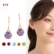 天然石 ピアス レディース 2月 誕生石 アメジスト カラーストーン ペリドット ブルートパーズ シトリン ガーネット フック K10 10金 フックピアス ゴールド バースデー 色石 金属アレルギー プレゼント 女性 誕生日 誕生日プレゼント