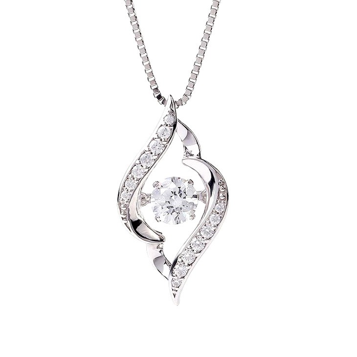 ダンシングストーンネックレス キュービックジルコニア H&C ハート＆キューピッド ジルコニア ネックレス レディース ペンダント クロスフォー エレガント ギフト 母の日