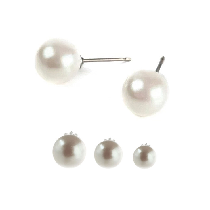 ピアス ノンホールピアス 金属アレルギー チタンピアス チタン パール 樹脂クリップ 6mm 8mm 10mm 母の日
