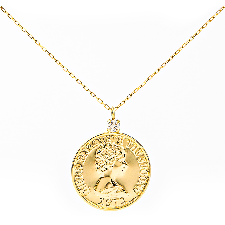 ネックレス コインネックレス コイン 18K K18 18金 金 ゴールドネックレス メダル ダイヤモンド ダイヤ YG ゴールド レディース 華奢 おしゃれ トレンド 人気 硬貨 金属アレルギー ジュエリー アクセサリー メンズ シンプル 誕生日 プレゼント ギフト