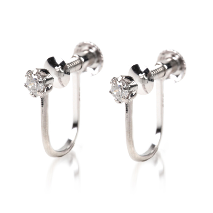ダイヤモンド イヤリング ダイヤ 一粒 total0.1ct
