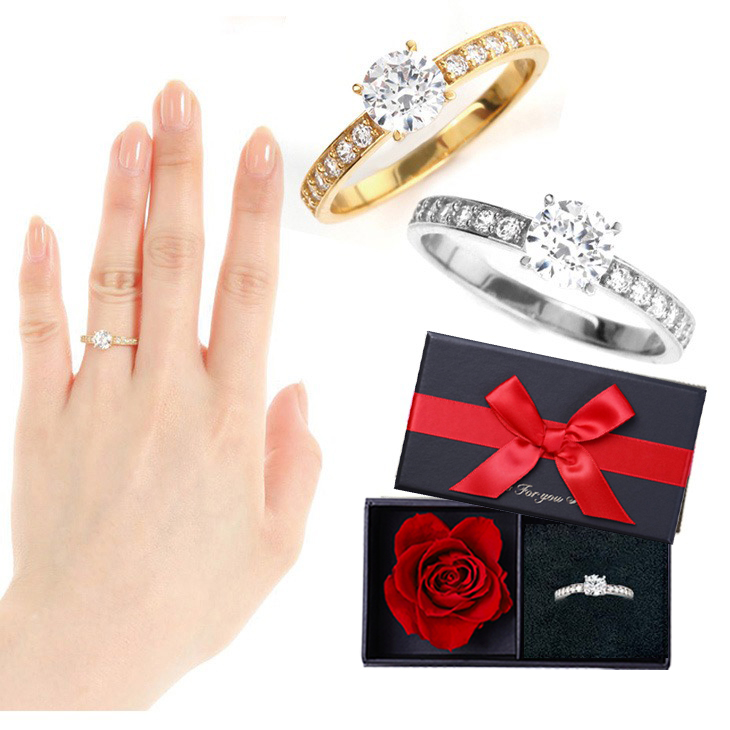 キュービックジルコニア H&C ハート＆キューピッド ジルコニア リング 指輪 ジルコニア レディース エタニティ 一粒 プロポーズリング 日比谷花壇 お花 限定ケース付