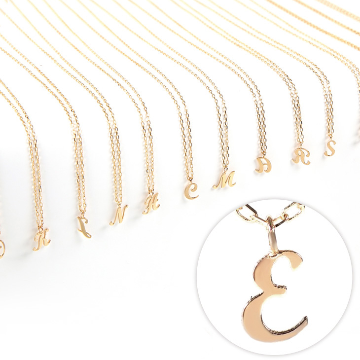 ネックレス レディース ペンダント イニシャル e ネームジュエリー イエローゴールド K10 YG 10金 母の日