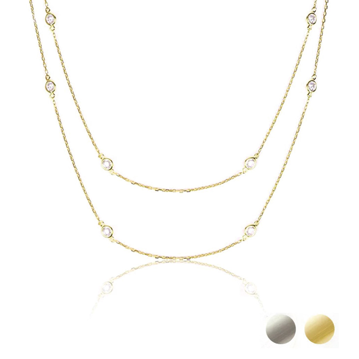 ロングネックレス キュービックジルコニア H&C ハート＆キューピッド ジルコニア ネックレス ジルコニア ペンダント レディース ステーション ロング ギフト プレゼント