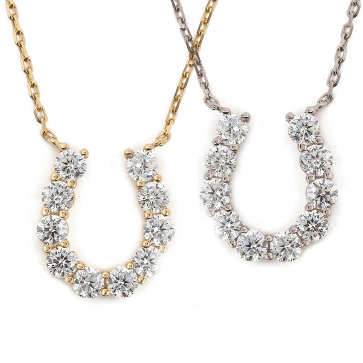 キュービックジルコニア ネックレス H&C ハート＆キューピッド ジルコニア ペンダント レディース 馬蹄 ホースシュー