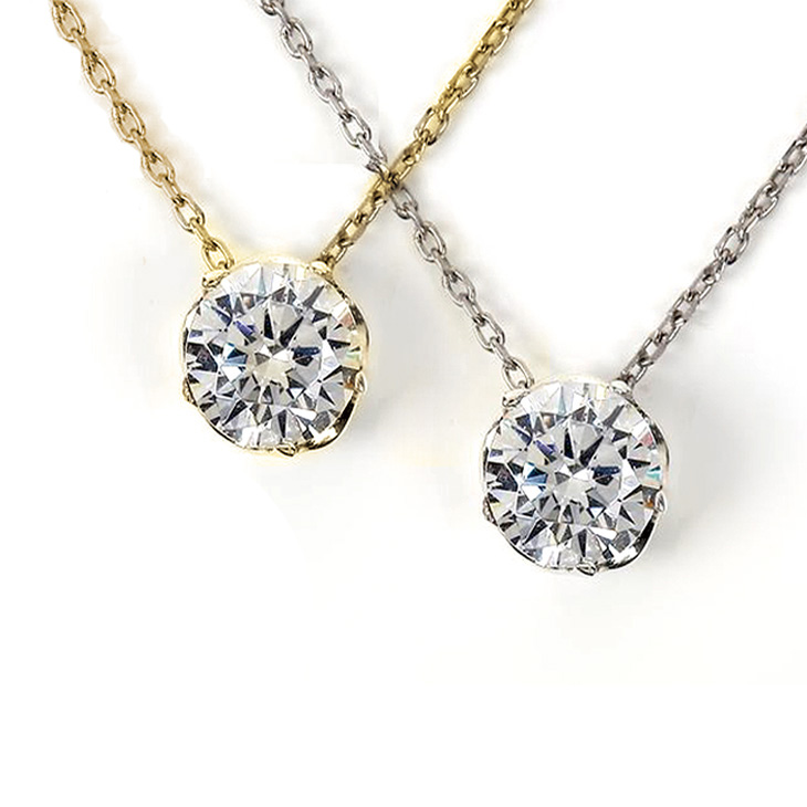 キュービックジルコニア ネックレス H&C ハート＆キューピッド ジルコニア ペンダント レディース フラワー 0.5ct バックチャーム 母の日