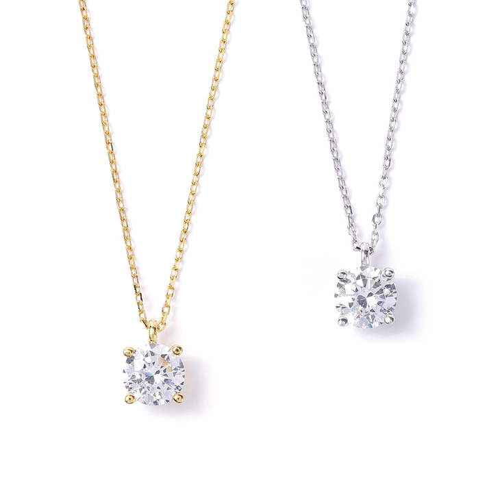 ネックレス レディース キュービックジルコニア H&C ハート＆キューピッド ジルコニア 一粒 シンプル ペンダント 1.0ct 1カラット 4点留 プラチナ ゴールド K18 大粒 誕生日プレゼント 誕生日 プレゼント 女性 ギフト 贈り物 ジュエリー アクセサリー 母の日