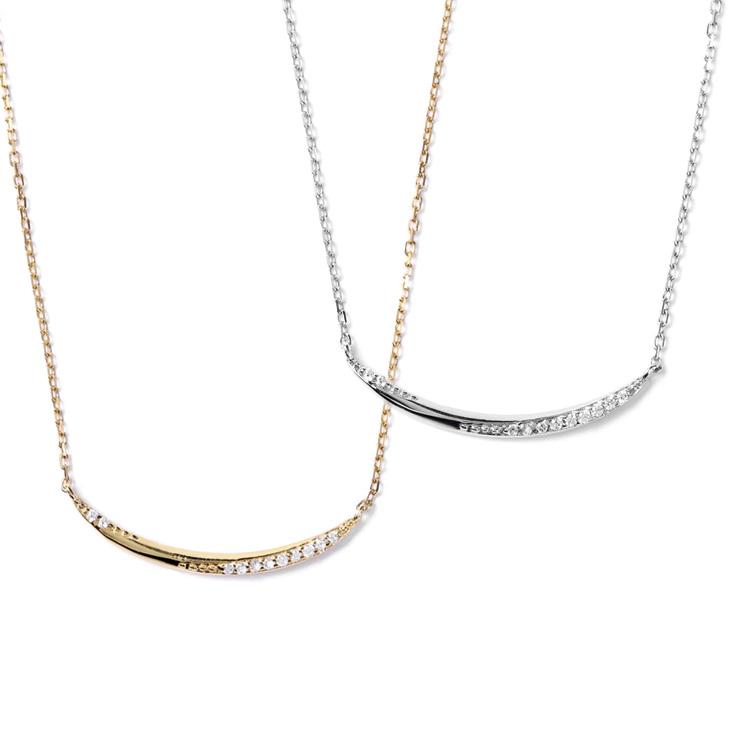 ネックレス レディース ライン キュービックジルコニア H&C ハート＆キューピッド ジルコニア ラインネックレス シンプル ペンダント プラチナ ゴールド バー 誕生日  プレゼント 女性 ギフト ジュエリー アクセサリー バーネックレス 母の日