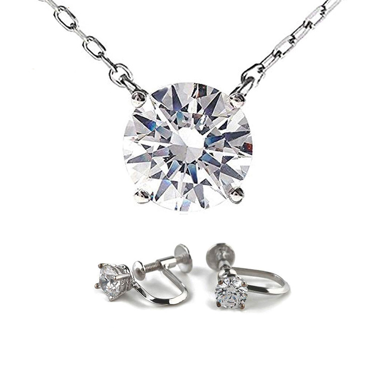 キュービックジルコニア ネックレス H&C ハート＆キューピッド ジルコニア ペンダント イヤリング セット レディース シンプル 母の日