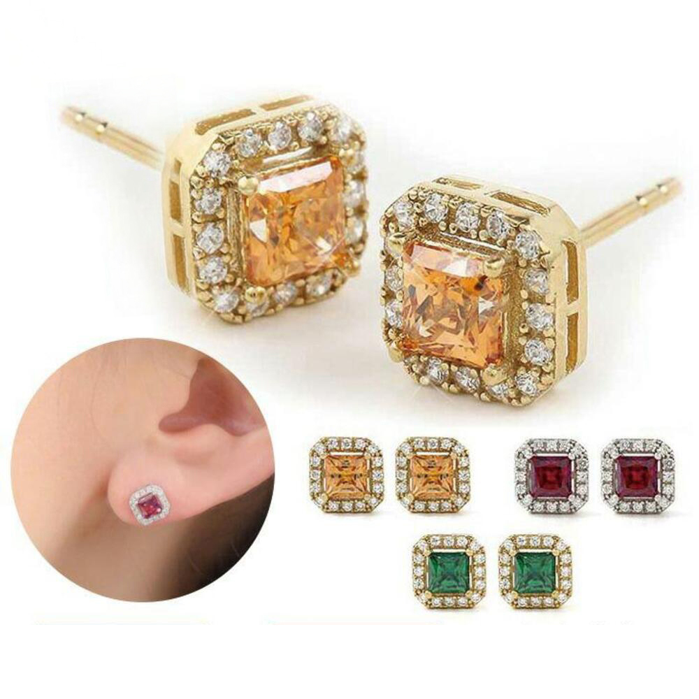 キュービックジルコニア ピアス レディース カラーストーン