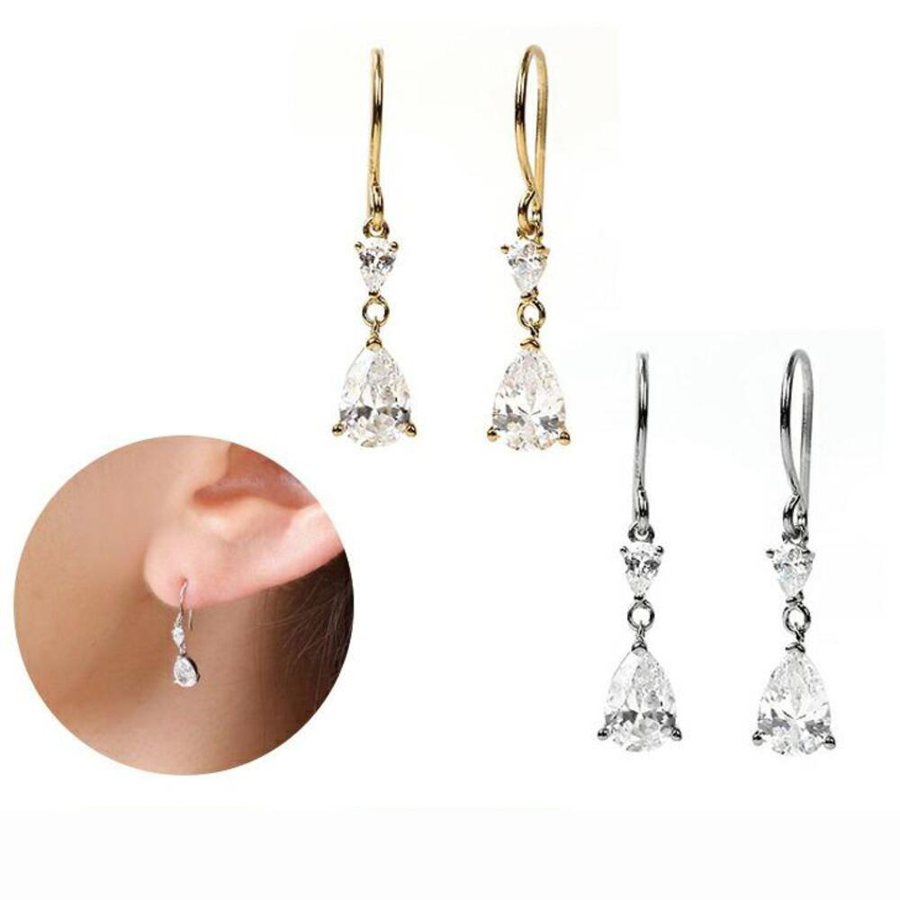 キュービックジルコニア ピアス ジルコニア ペアシェイプ レディース ドロップ