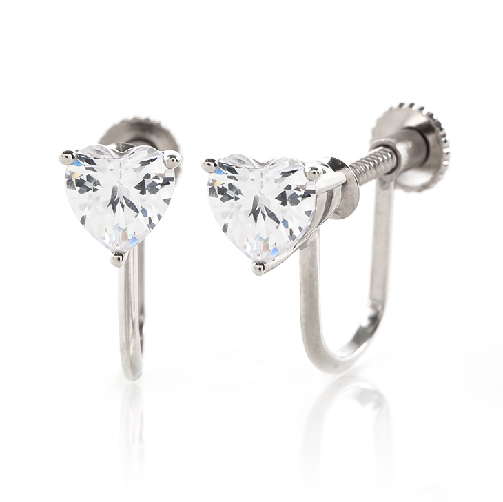 イヤリング レディース キュービックジルコニア ハート＆キューピッド ジルコニア ハート ハートイヤリング ハートシェイプ 一粒 一粒イヤリング シルバー925 両耳 金属アレルギー 誕生日 プレゼント 女性 彼女 ギフト 母の日