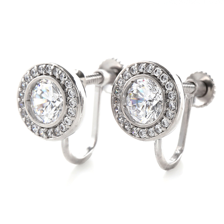 イヤリング レディース キュービックジルコニア H&C ハート＆キューピッド ジルコニア 一粒 一粒イヤリング 0.5ct 大ぶり 大きい 取巻き シルバー925 両耳 金属アレルギー シンプル 誕生日 プレゼント 女性 彼女 ギフト 母の日