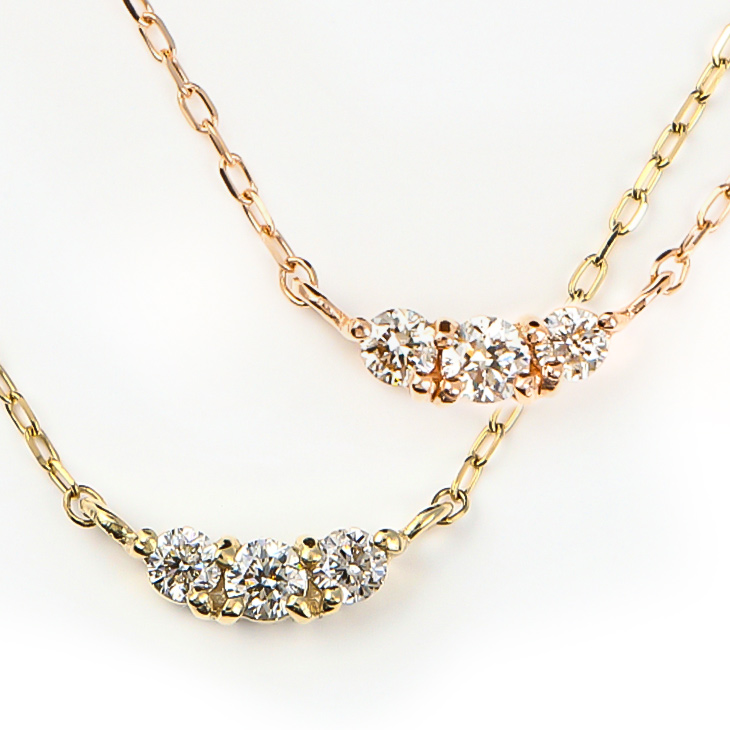 ネックレス レディース ダイヤモンドネックレス ダイヤモンドライン ダイヤネックレス ダイヤ 10金 K10 10K YG PG ゴールド イエロー ピンク スキンジュエリー 華奢 ペンダント 金属アレルギー シンプル 誕生日 プレゼント 女性 彼女 ギフト