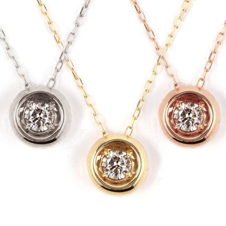 ダイヤモンド ネックレス レディース 一粒 K18 ダイヤネックレス 18金 フクリン 0.10ct 喜ぶ 母の日