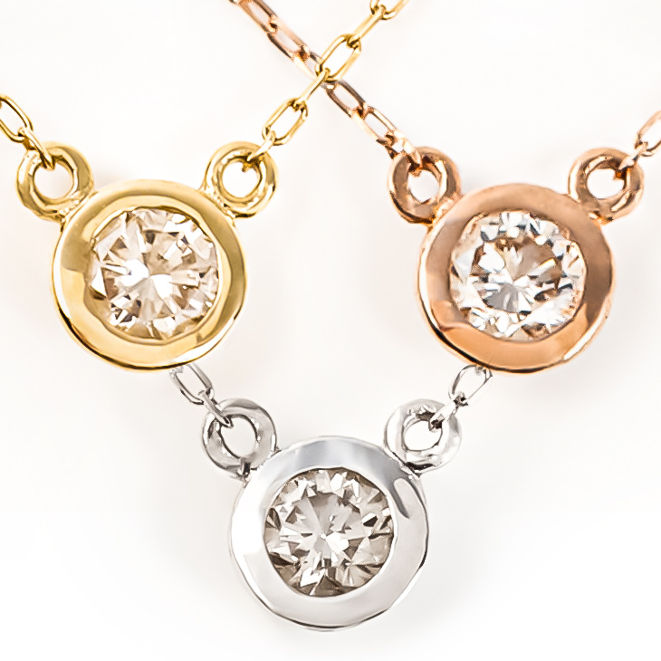 ダイヤモンド ネックレス レディース 一粒 K10 ダイヤネックレス 10金 0.08ct フクリン 喜ぶ