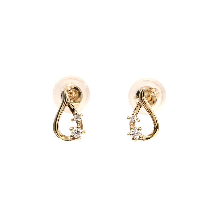 K10YGダイヤモンドピアス0.04ct雫