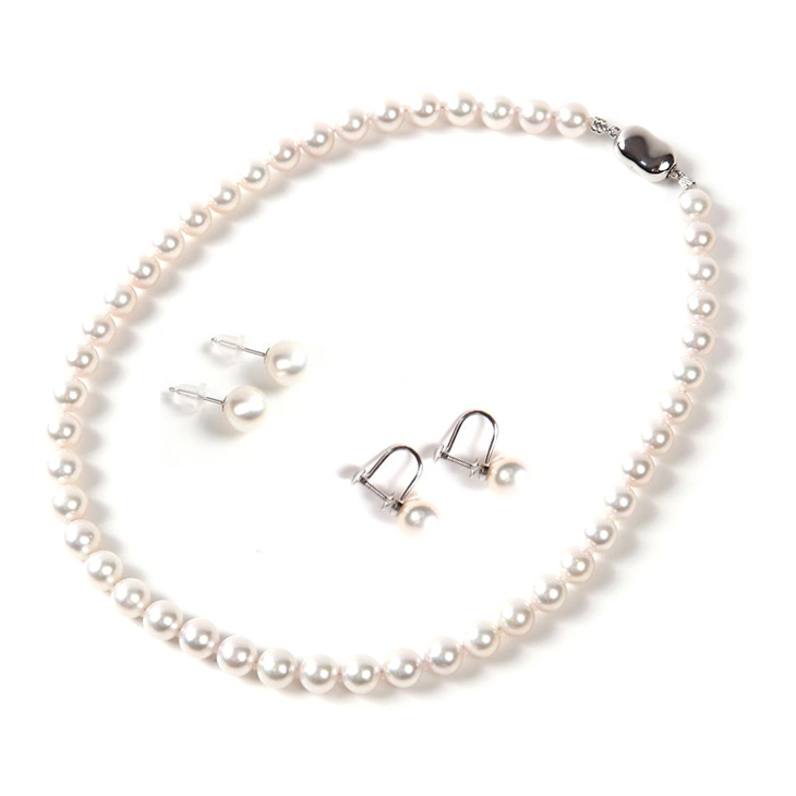 花珠 真珠 冠婚葬祭 ネックレス ピアス セット パール イヤリング レディース 宇和島産 あこや 本真珠 8.5-9.0mm プレゼント 母の日