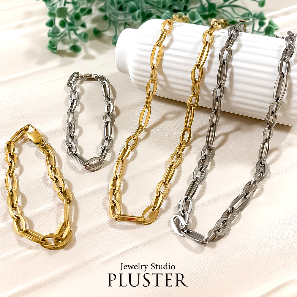 ネックレス ブレスレット チェーン レディース メンズ チェーンネックレス セット 金属アレルギー対応 つけっぱなし ゴールド  ステンレス ロング 金属アレルギー ゴールド シルバー 太め ジュエリー アクセサリー 誕生日 プレゼント ギフト 母の日