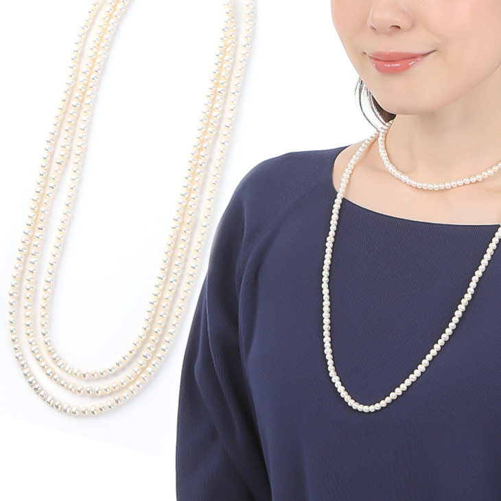 パール ネックレス 小粒 淡水パール 本真珠 レディース 真珠 ロング オーバル 一連 180cm パールネックレス ゴールド 冠婚葬祭 フォーマル シンプル 結婚式 パーティ アクセサリー ジュエリー 卒業式 入学式 成人式 二十歳 プレゼント 女性 誕生日 誕生日プレゼント