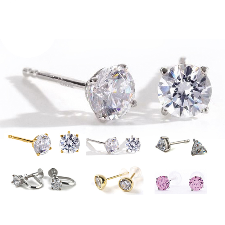 キュービックジルコニア H&C ハート＆キューピッド ジルコニア ピアス レディース ジルコニア 一粒 スタッド